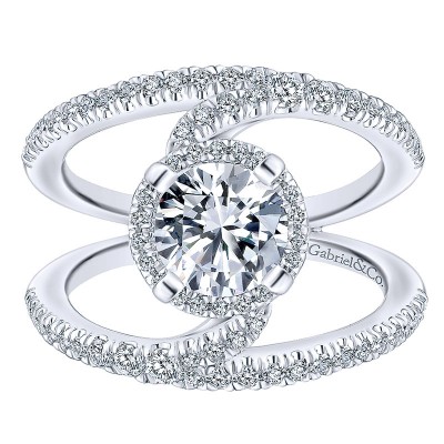 14K White Gold Diamond Split Shank 14K White Gold Engagement Ring ER13010R4W44Jj