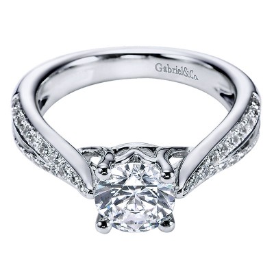 Engagement Ring 14k White Gold Diamond Split Shank