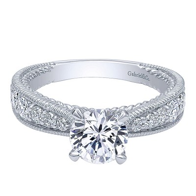 Engagement Ring 14k White Gold Diamond Straight