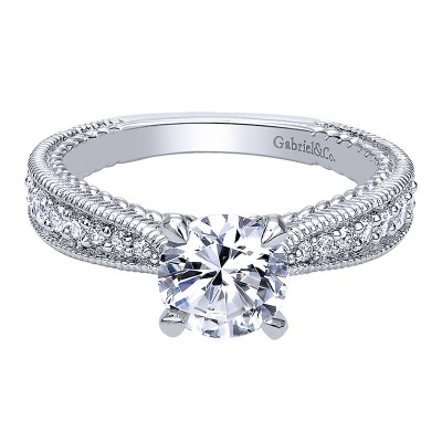 Engagement Ring 14k White Gold Diamond Straight