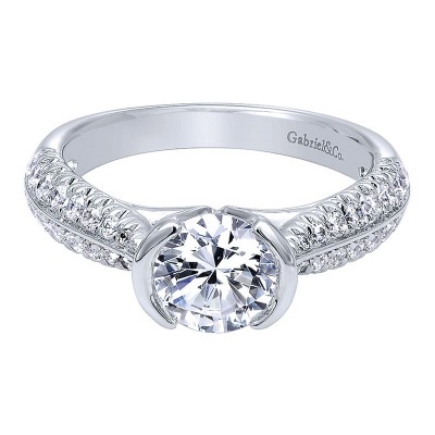 Engagement Ring 14k White Gold Diamond Straight