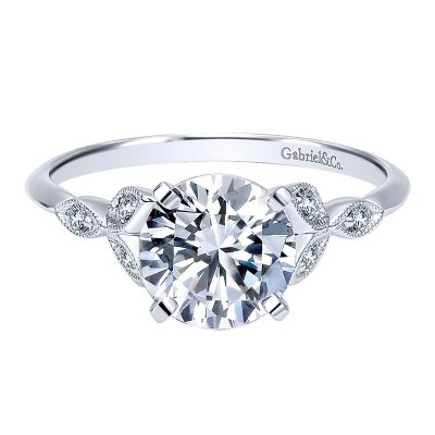 Engagement Ring 14k White Gold Diamond Straight