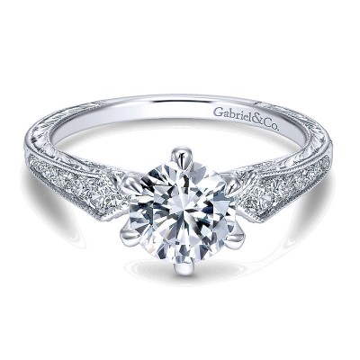 14K White Gold Diamond Straight 14K White Gold Engagement Ring ER11839R4W44Jj