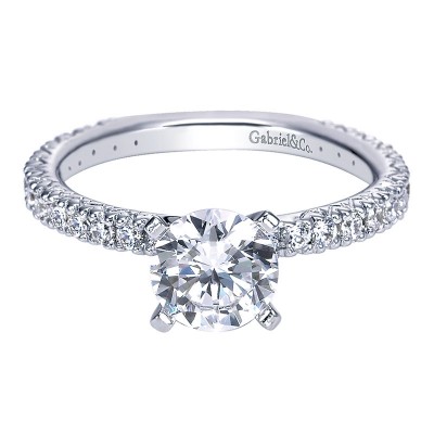 Engagement Ring 14k White Gold Diamond Straight