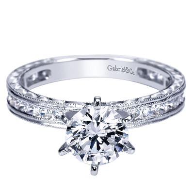 Engagement Ring 14k White Gold Diamond Straight