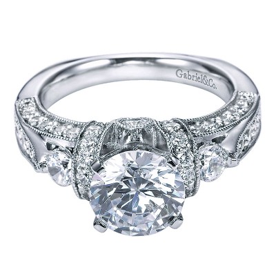 Engagement Ring 14k White Gold Diamond Straight