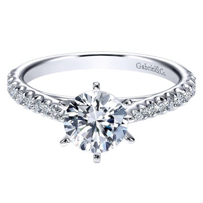 Engagement Ring 14k White Gold Diamond Straight