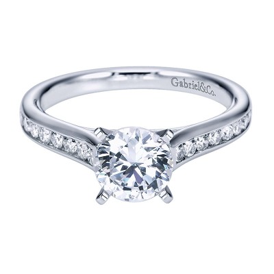 14K White Gold Diamond Straight 14K White Gold Engagement Ring ER7437W44Jj