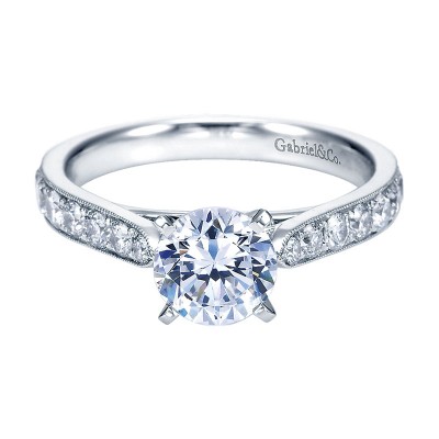 Engagement Ring 14k White Gold Diamond Straight