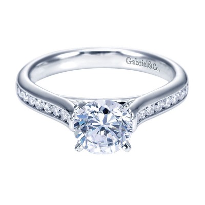 Engagement Ring 14k White Gold Diamond Straight
