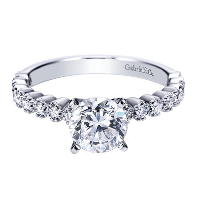 Engagement Ring 14k White Gold Diamond Straight