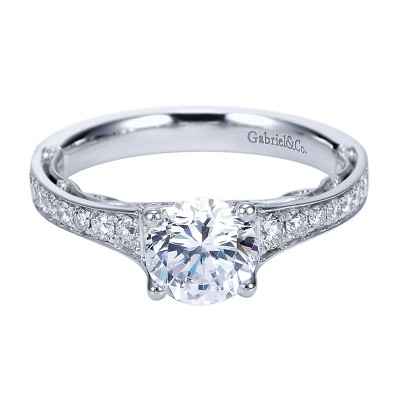 Engagement Ring 14k White Gold Diamond Straight