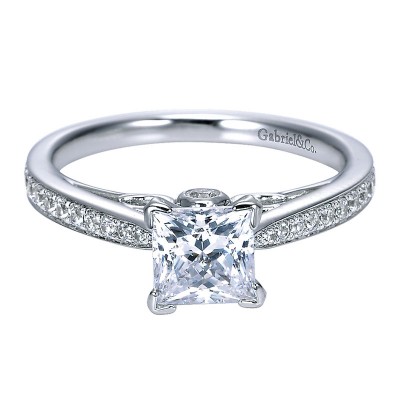 Engagement Ring 14k White Gold Diamond Straight