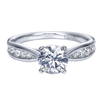 Engagement Ring 14k White Gold Diamond Straight