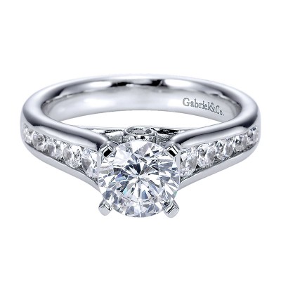 Engagement Ring 14k White Gold Diamond Straight