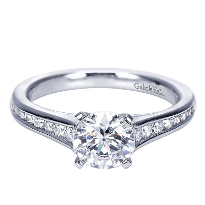 Engagement Ring 14k White Gold Diamond Straight