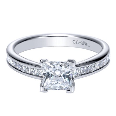 Engagement Ring 14k White Gold Diamond Straight