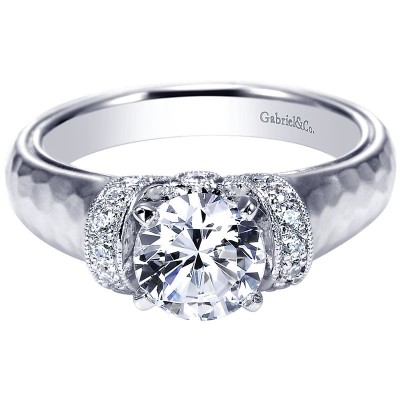 Engagement Ring 14k White Gold Diamond Straight
