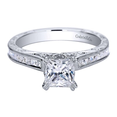 Engagement Ring 14k White Gold Diamond Straight