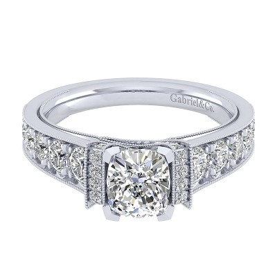Engagement Ring 14k White Gold Diamond Straight