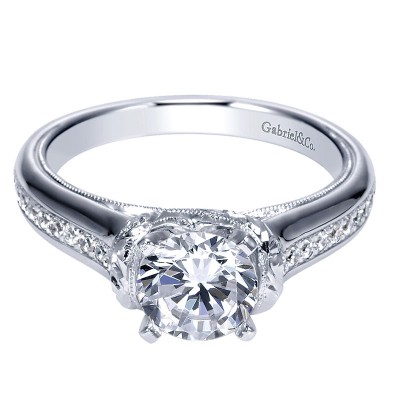 Engagement Ring 14k White Gold Diamond Straight