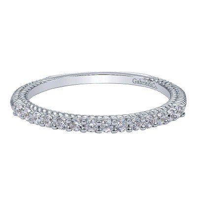 Wedding Band 14k White Gold Diamond Straight