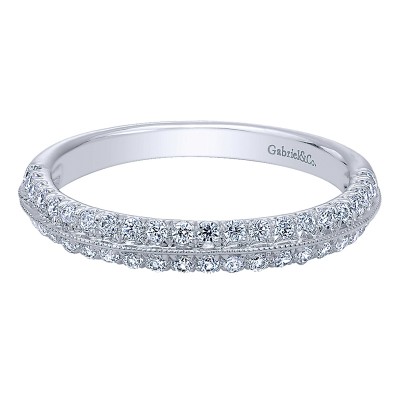 Wedding Band 14k White Gold Victorian Straight