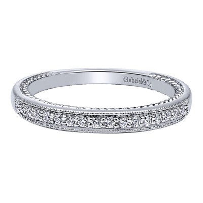 Wedding Band 14k White Gold Diamond Straight