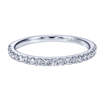 Wedding Band 14k White Gold Diamond Straight