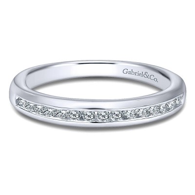 Wedding Band 14k White Gold Diamond Straight