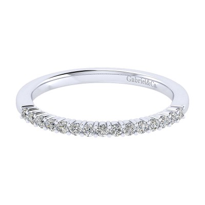 Wedding Band 14k White Gold Diamond Straight