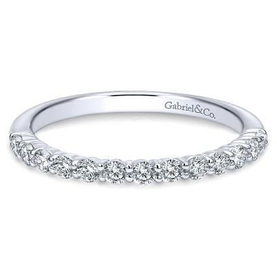 Wedding Band 14k White Gold Diamond Straight