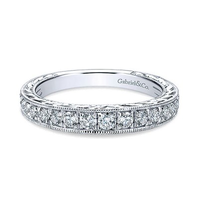 Wedding Band 14k White Gold Diamond Straight