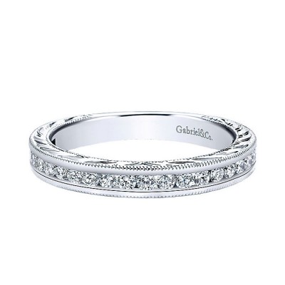 Wedding Band 14k White Gold Diamond Straight
