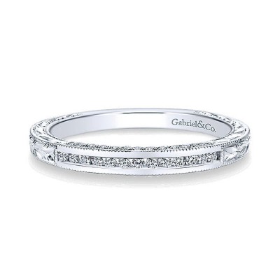 Wedding Band 14k White Gold Diamond Straight