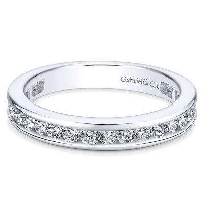 Wedding Band 14k White Gold Diamond Straight