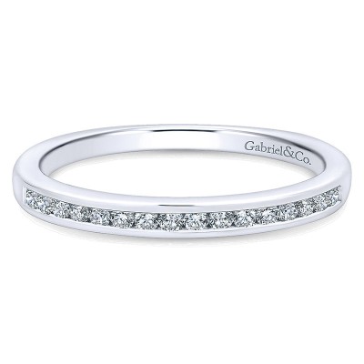 Wedding Band 14k White Gold Diamond Straight