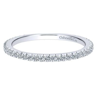 Wedding Band 14k White Gold Diamond Straight