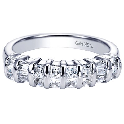 Wedding Band 14k White Gold Diamond Straight