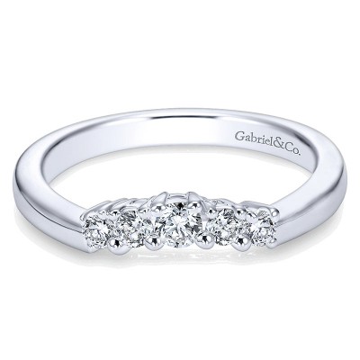 Wedding Band 14k White Gold Diamond Straight