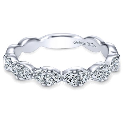 Wedding Band 14k White Gold Diamond Straight