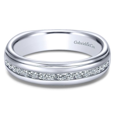 Wedding Band 14k White Gold Diamond Straight