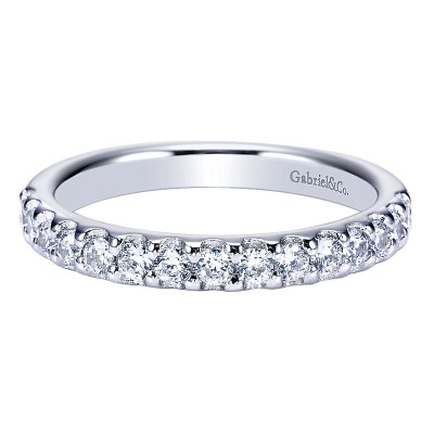 Wedding Band 14k White Gold Diamond Straight