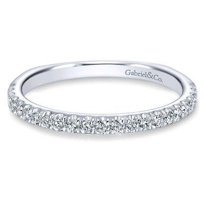 Wedding Band 14k White Gold Diamond Straight