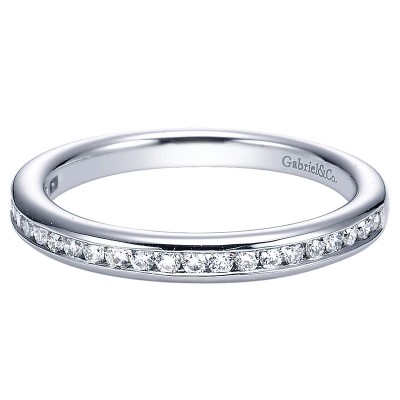 Wedding Band 14k White Gold Diamond Straight