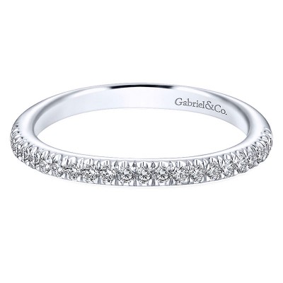 Wedding Band 14k White Gold Diamond Straight