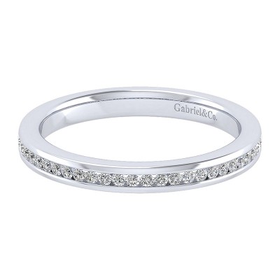 Wedding Band 14k White Gold Diamond Straight