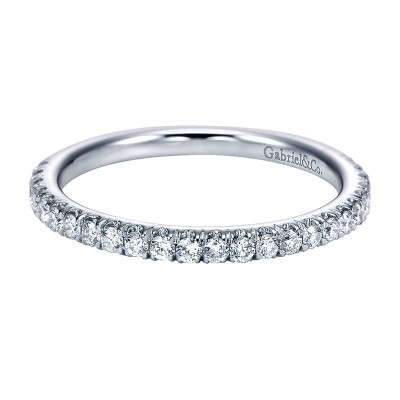 Wedding Band 14k White Gold Diamond Straight