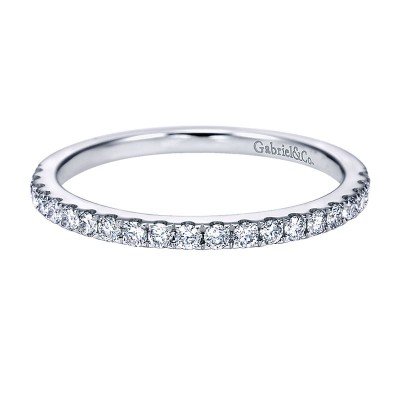 Wedding Band 14k White Gold Diamond Straight