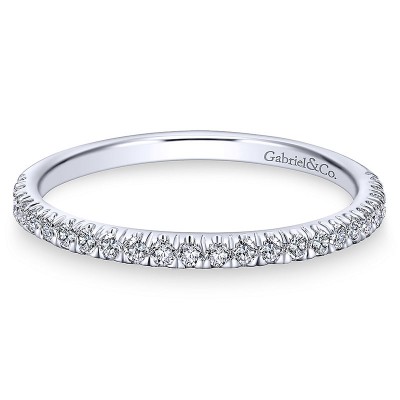 Wedding Band 14k White Gold Diamond Straight